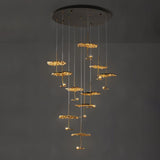 Modern Gold Moon Brass Aviary Constellation LED Chandelier with Metal Shards