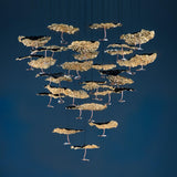 Modern Gold Moon Brass Aviary Constellation LED Chandelier with Metal Shards