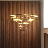 Modern Gold Moon Brass Aviary Constellation LED Chandelier with Metal Shards