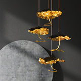 Modern Gold Moon Brass Aviary Constellation LED Chandelier with Metal Shards