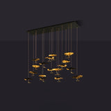 Modern Gold Moon Brass Aviary Constellation LED Chandelier with Metal Shards