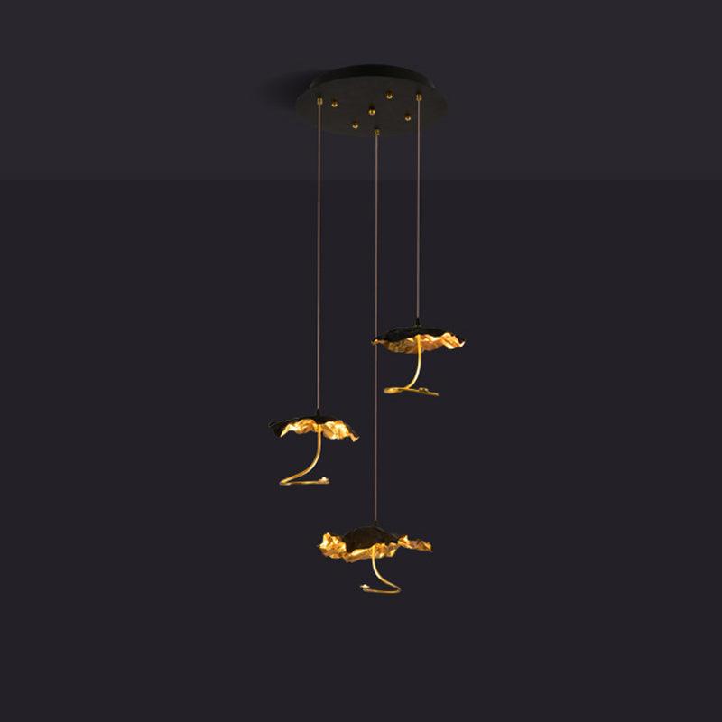 Modern Gold Moon Brass Aviary Constellation LED Chandelier with Metal Shards