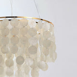Modern Gold Nordic Chandelier with Round Shell Pieces and Electroplated Iron Frame
