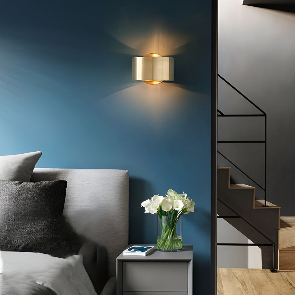 Modern Gold Nordic Circular Wall Sconce Up and Down Indoor Lighting Fixture for Living Room