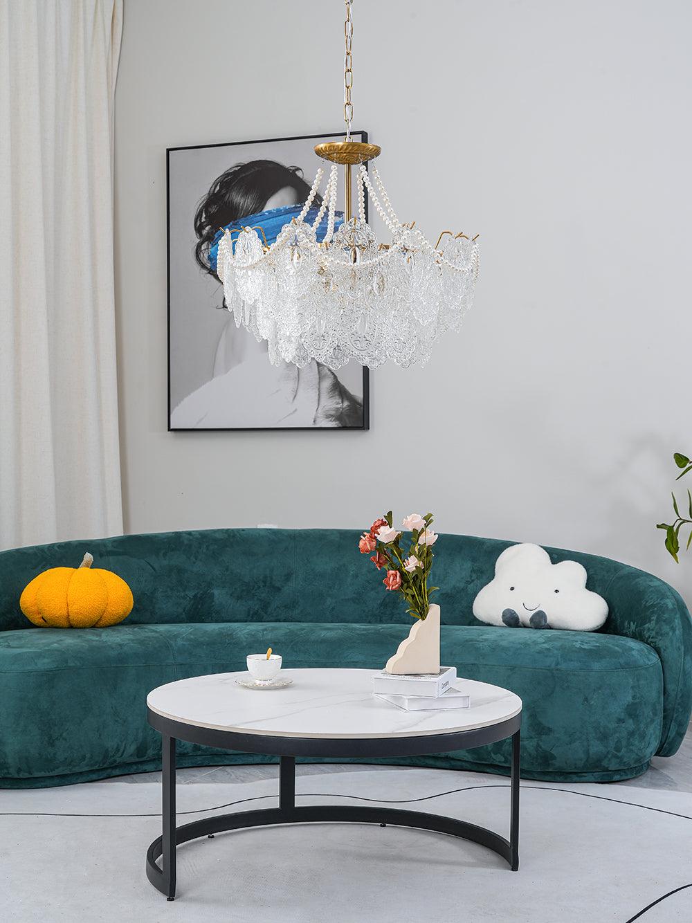 Modern Gold Pearl Glass Chandelier Luxury Globe Pendant Ceiling Light