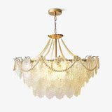 Modern Gold Pearl Glass Chandelier Luxury Globe Pendant Ceiling Light