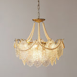 Modern Gold Pearl Glass Chandelier Luxury Globe Pendant Ceiling Light