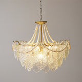Modern Gold Pearl Glass Chandelier Luxury Globe Pendant Ceiling Light