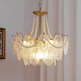 Modern Gold Pearl Glass Chandelier Luxury Globe Pendant Ceiling Light