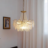 Modern Gold Pearl Glass Chandelier Luxury Globe Pendant Ceiling Light