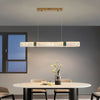 Modern Gold Rectangular Crystal Chandelier Dimmable Linear LED Pendant Light for Dining Room Kitchen