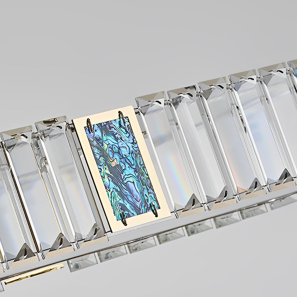 Modern Gold Rectangular Crystal Chandelier Dimmable Linear LED Pendant Light for Dining Room Kitchen