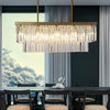Modern Gold Rectangular Crystal Chandelier with 3 Step Dimming LED Light Fixture