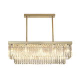 Modern Gold Rectangular Crystal Chandelier with 3 Step Dimming LED Light Fixture