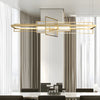 Modern Gold Rectangular LED Chandelier with Glass Accents for Dining Room