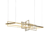 Modern Gold Rectangular LED Chandelier with Glass Accents for Dining Room