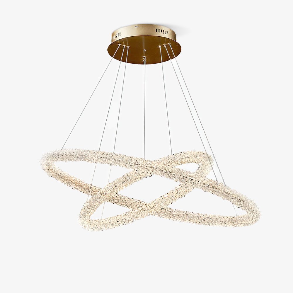 Modern Gold Ring Crystal LED Chandelier Adjustable Hanging Ceiling Pendant Light