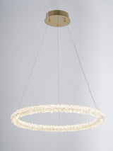 Modern Gold Ring Crystal LED Chandelier Adjustable Hanging Ceiling Pendant Light