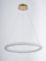 Modern Gold Ring Crystal LED Chandelier Adjustable Hanging Ceiling Pendant Light