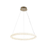 Modern Gold Ring Crystal LED Chandelier Adjustable Hanging Ceiling Pendant Light
