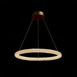 Modern Gold Ring Crystal LED Chandelier Adjustable Hanging Ceiling Pendant Light