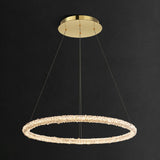 Modern Gold Ring Crystal LED Chandelier Adjustable Hanging Ceiling Pendant Light
