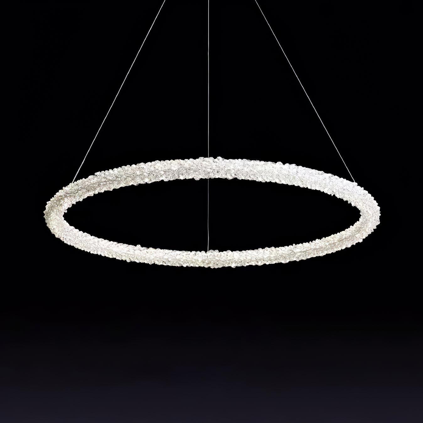 Modern Gold Ring Crystal LED Chandelier Adjustable Hanging Ceiling Pendant Light