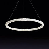 Modern Gold Ring Crystal LED Chandelier Adjustable Hanging Ceiling Pendant Light