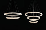 Modern Gold Ring Crystal LED Chandelier Adjustable Hanging Ceiling Pendant Light