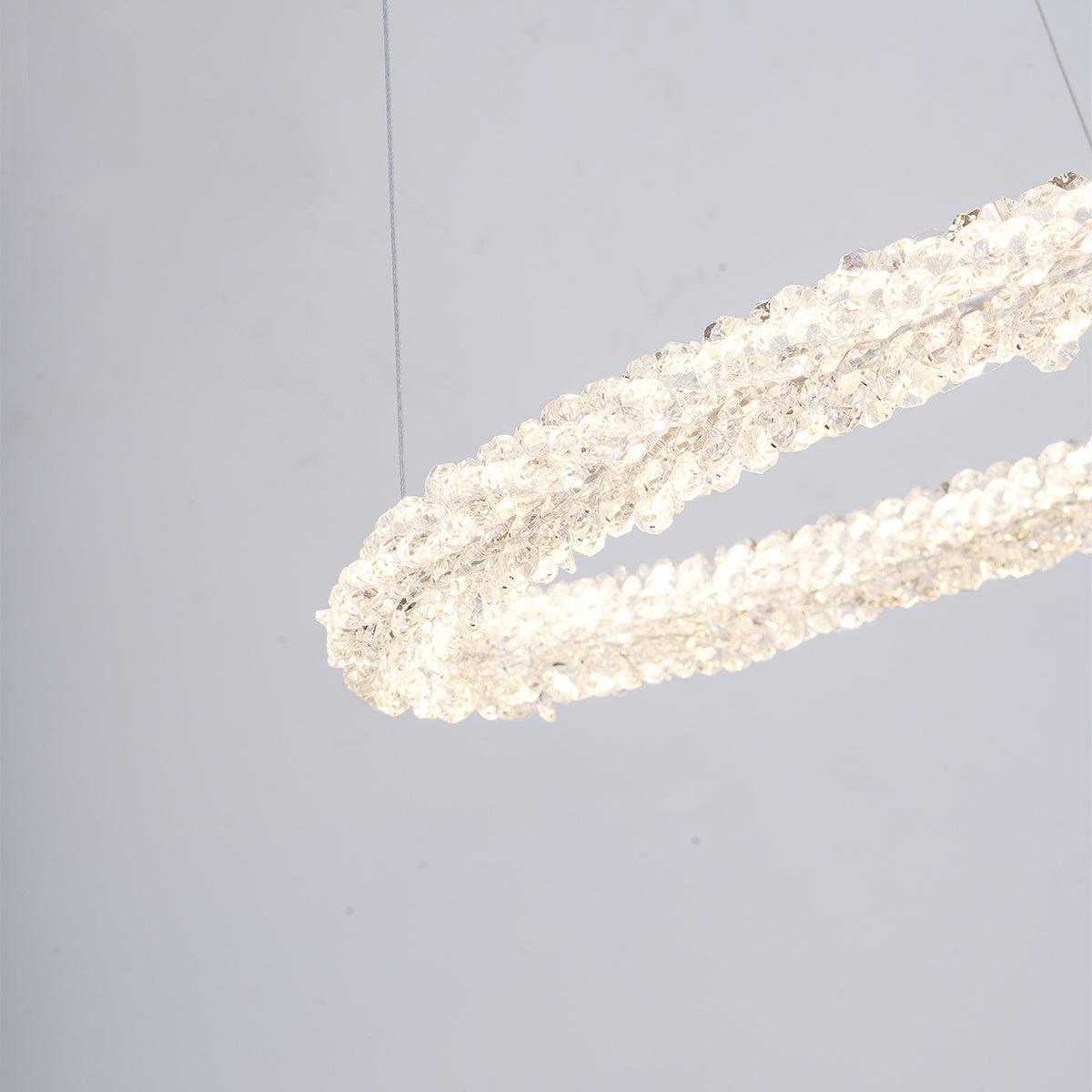 Modern Gold Ring Crystal LED Chandelier Adjustable Hanging Ceiling Pendant Light