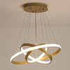 Modern Gold Ring LED Pendant Light Adjustable Height Dimmable Chandelier Lighting