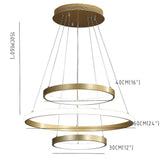 Modern Gold Ring LED Pendant Light Adjustable Height Dimmable Chandelier Lighting
