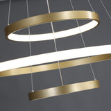 Modern Gold Ring LED Pendant Light Adjustable Height Dimmable Chandelier Lighting