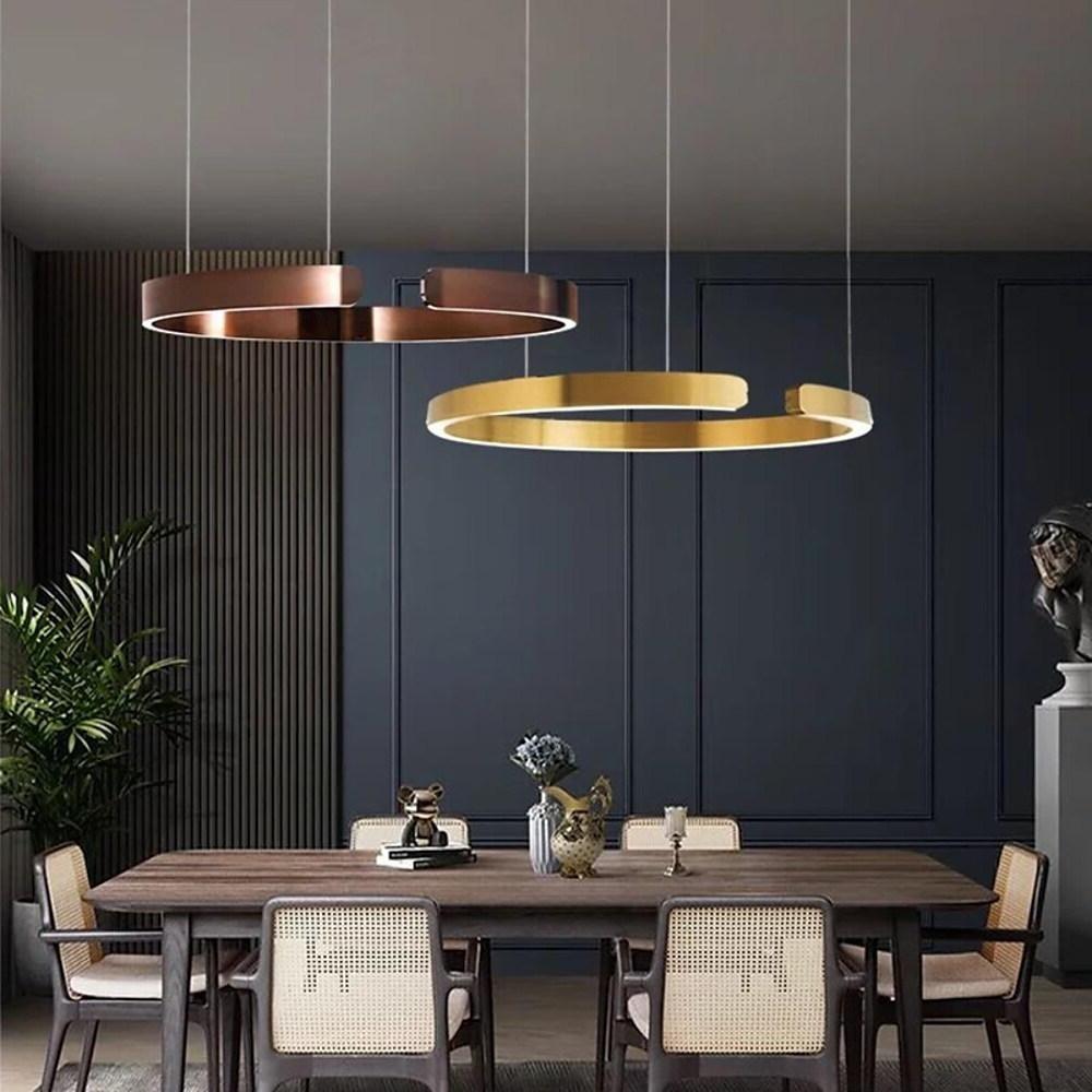 Modern Gold Ring LED Pendant Light for Dining Room and Kitchen Island