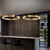 Modern Gold Ring LED Pendant Light for Dining Room and Kitchen Island