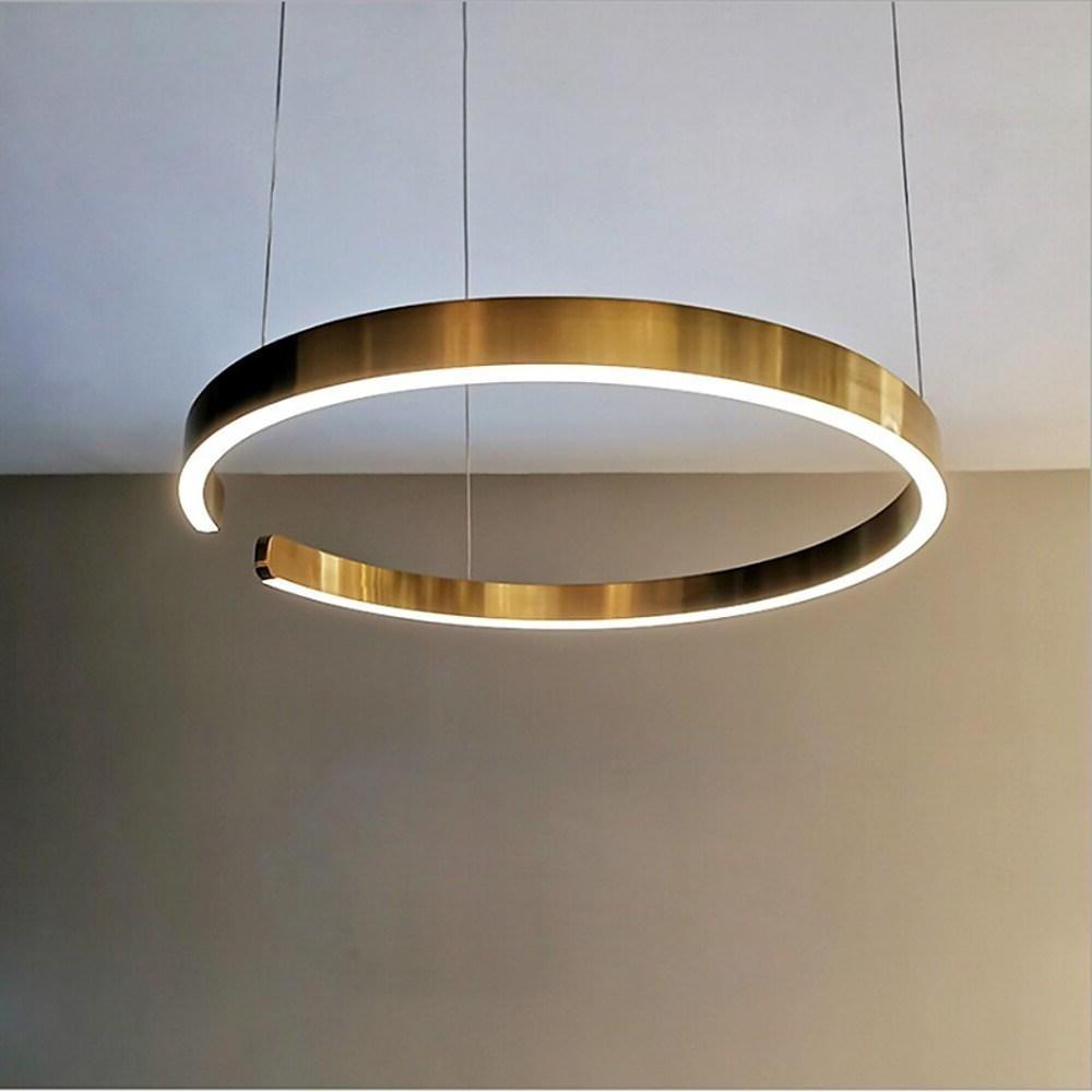 Modern Gold Ring LED Pendant Light for Dining Room and Kitchen Island