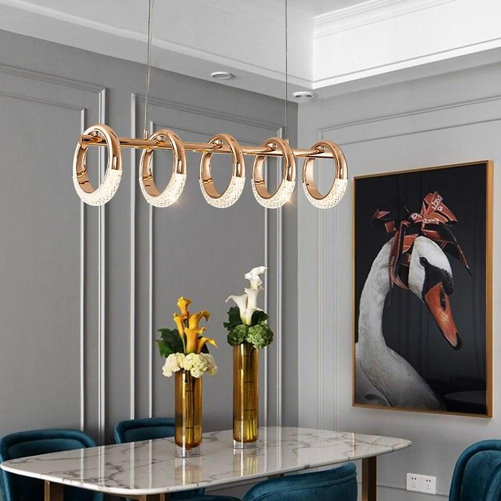 Modern Gold Ring LED Pendant Light for Kitchen Dining Room Nordic Style Ceiling Fixture