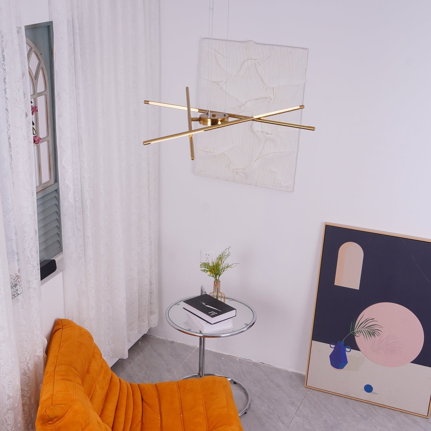 Modern Gold Rotatable LED Linear Chandelier Adjustable Ceiling Light Fixture
