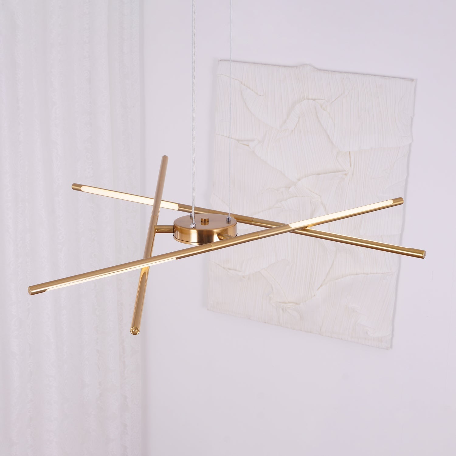 Modern Gold Rotatable LED Linear Chandelier Adjustable Ceiling Light Fixture