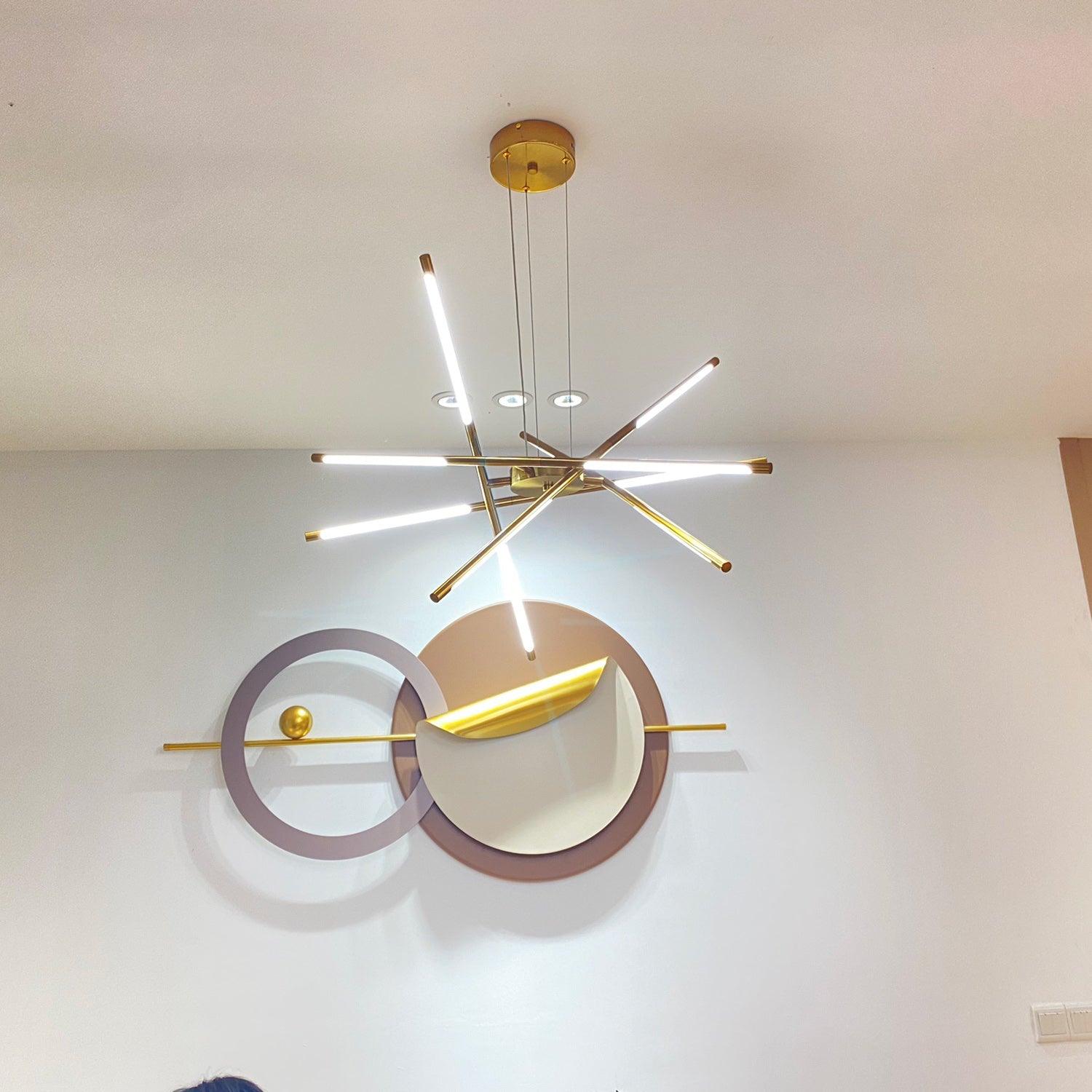 Modern Gold Rotatable LED Linear Chandelier Adjustable Ceiling Light Fixture