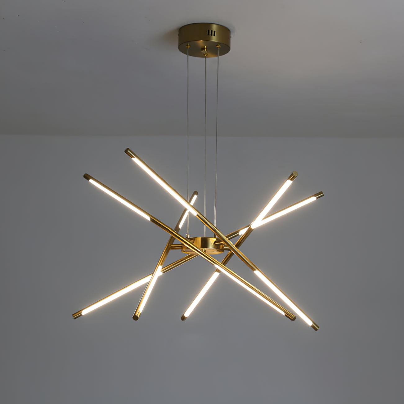 Modern Gold Rotatable LED Linear Chandelier Adjustable Ceiling Light Fixture
