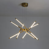 Modern Gold Rotatable LED Linear Chandelier Adjustable Ceiling Light Fixture