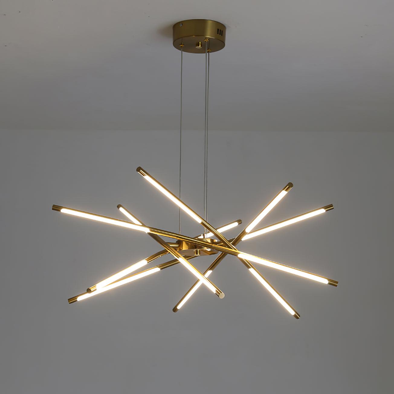 Modern Gold Rotatable LED Linear Chandelier Adjustable Ceiling Light Fixture