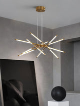 Modern Gold Rotatable LED Linear Chandelier Adjustable Ceiling Light Fixture