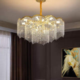 Modern Gold Round Crystal Chandelier Lantern Design LED Stainless Steel Pendant Light