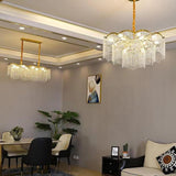 Modern Gold Round Crystal Chandelier Lantern Design LED Stainless Steel Pendant Light