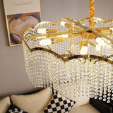 Modern Gold Round Crystal Chandelier Lantern Design LED Stainless Steel Pendant Light
