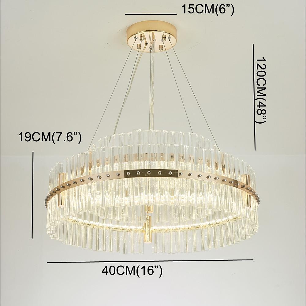 Modern Gold Round Crystal Chandelier LED Single Tier Hanging Light for Dining Room