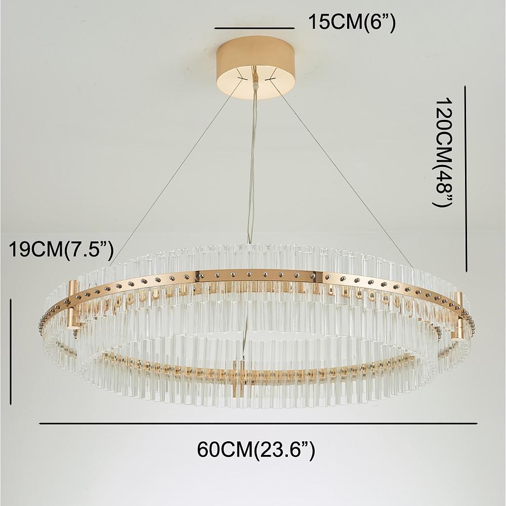 Modern Gold Round Crystal Chandelier LED Single Tier Hanging Light for Dining Room
