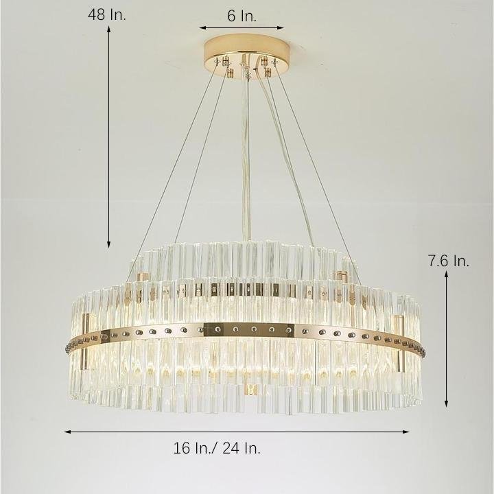 Modern Gold Round Crystal Chandelier LED Single Tier Hanging Light for Dining Room